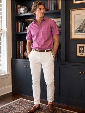 Louis Philippe Classic Fit Short Sleeve Button Down Cotton Shirt Men’s 42 L